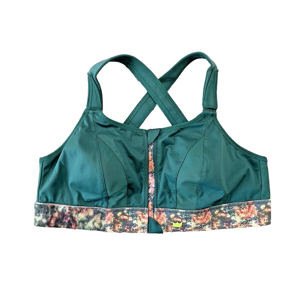 SHEFIT Ultimate High Impact Sports Bra Green Conquer Multi Print Size 2 Luxe NEW